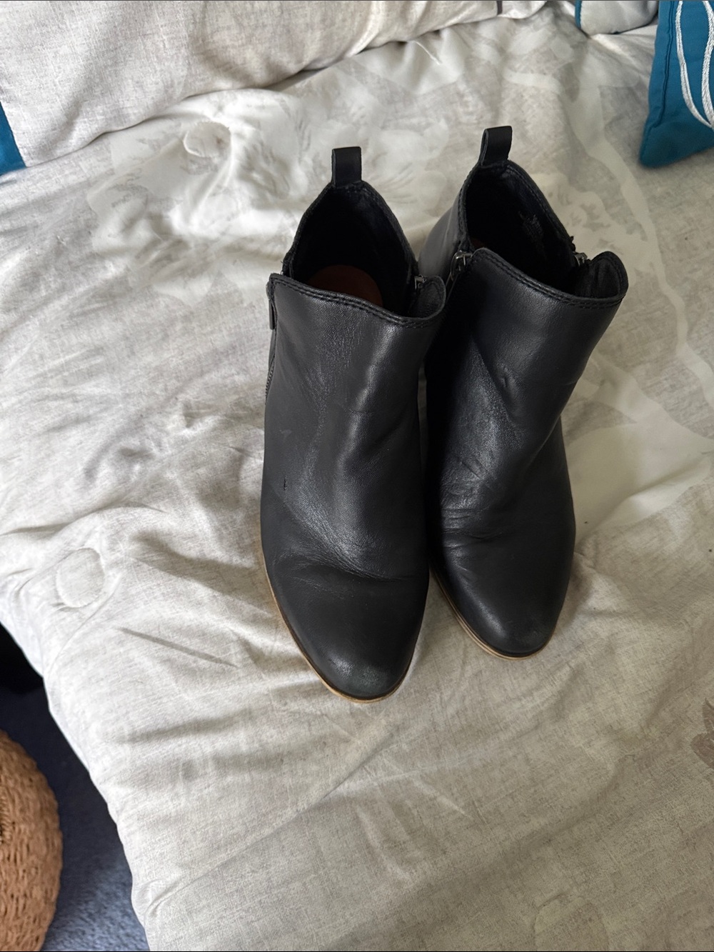 Lucky Brand Black Leather Pointed Ankle Booties